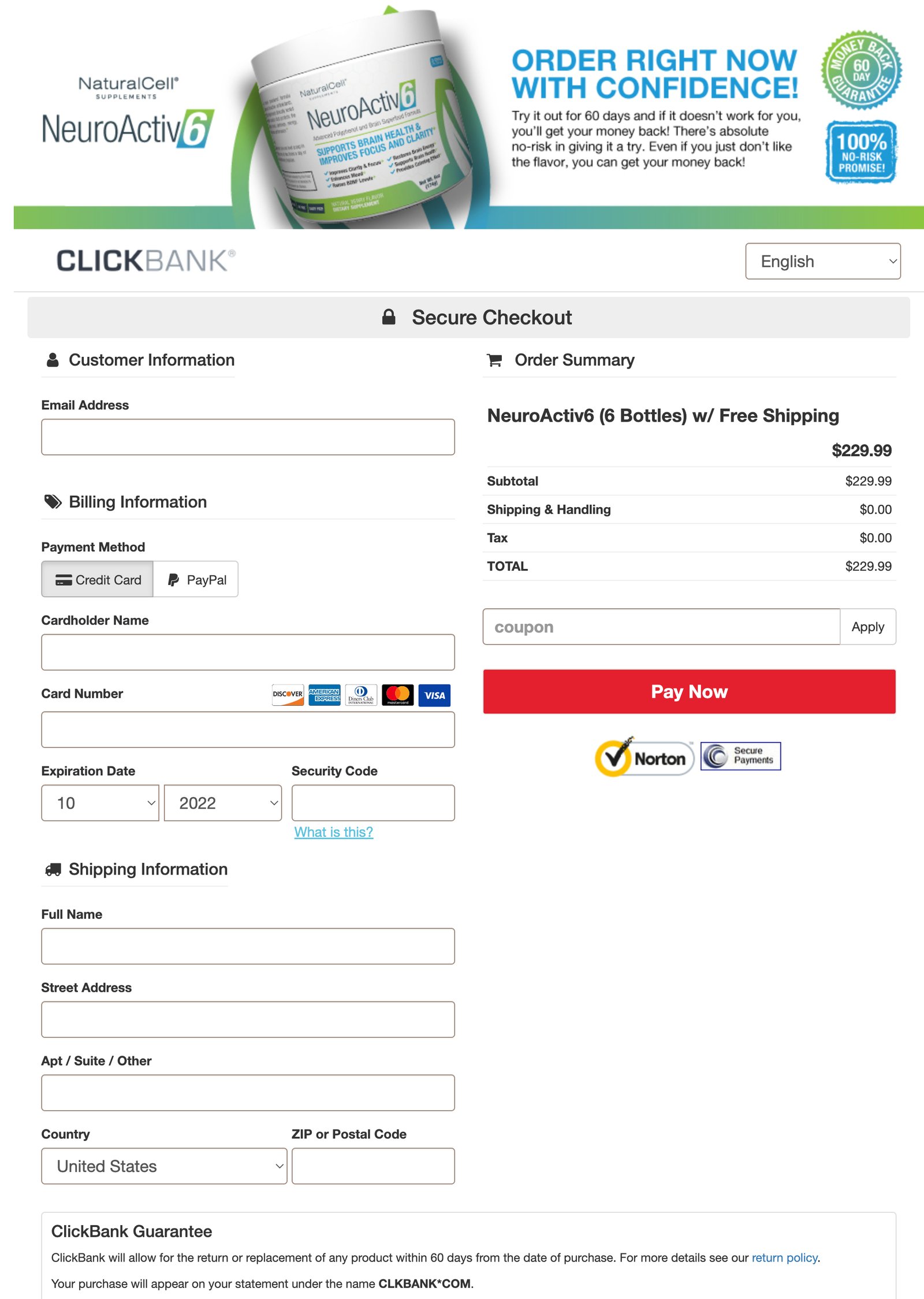 NeuroActiv6 - Order Page